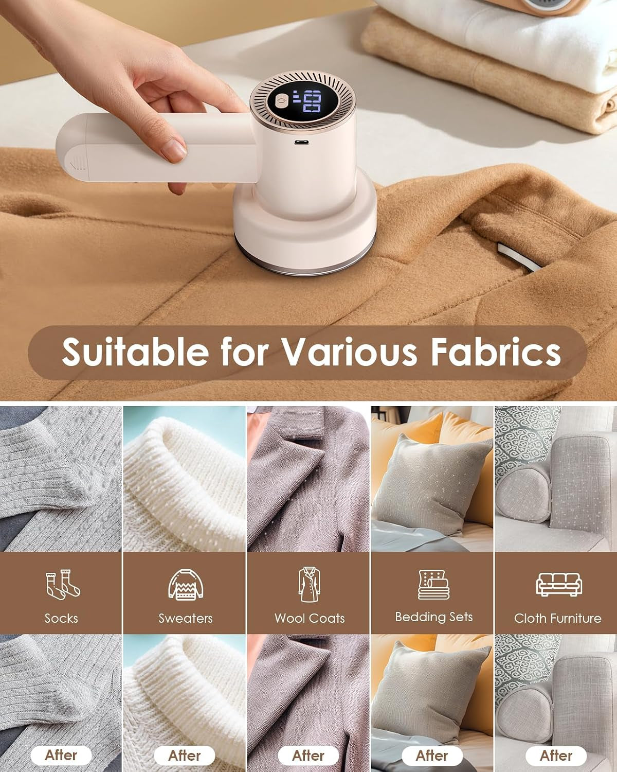 Fabric Shaver, Rechargeable Lint Remover for Clothes Pink