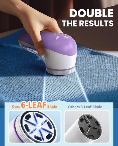 Fabric Shaver, Lint Shaver with 6-Leaf Blade, Rechargeable